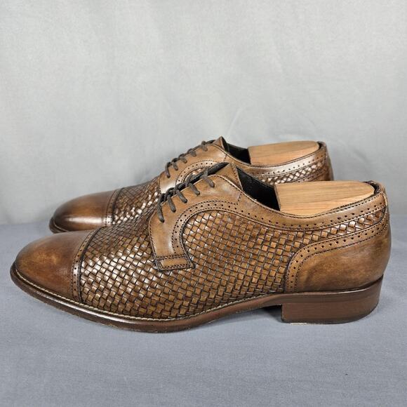 Johnston & Murphy Cormac Oxford Mens 9.5 M Mahogany Woven Italian Calfskin Shoes main image 6